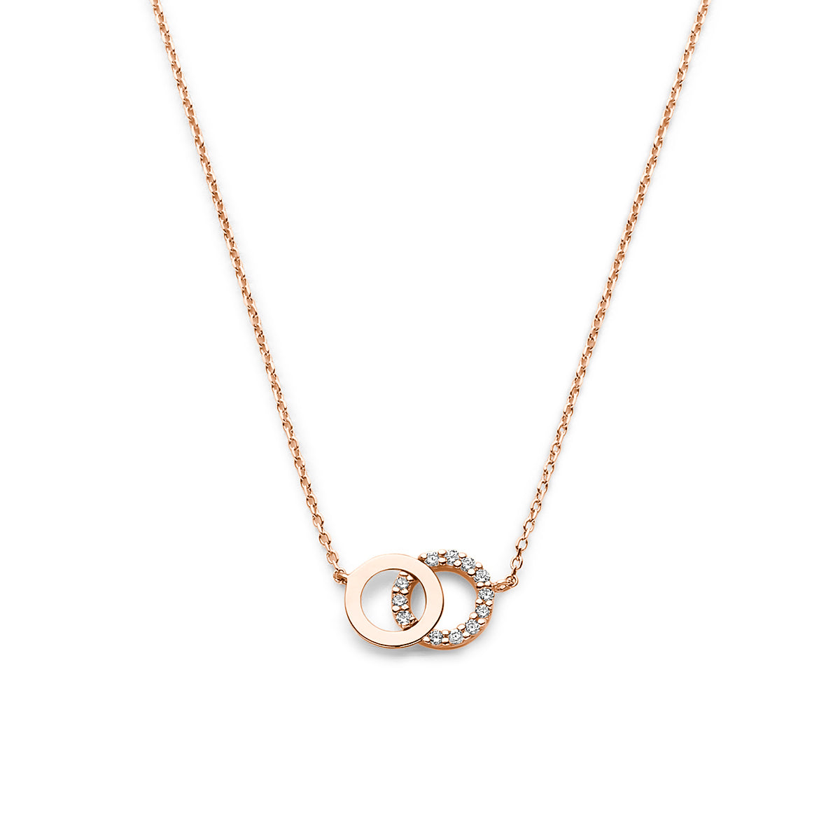 collier rondjes zirkonia 40 - 42 - 44 cm 14K roségoud