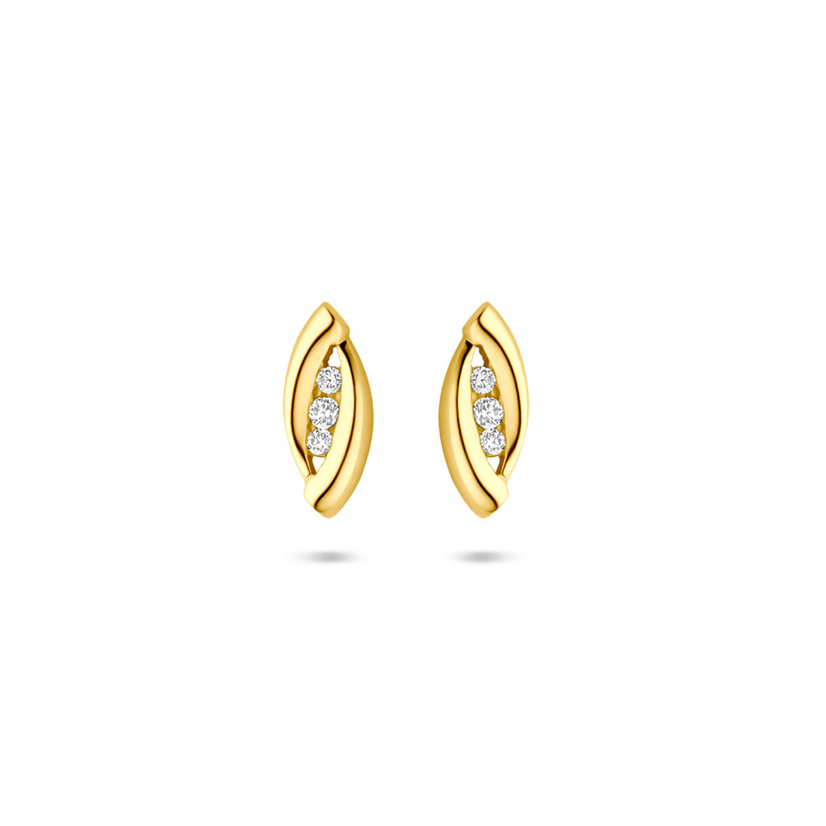 Ohrstecker Zirkonia 10 mm 14K Gelbgold