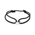 armband katoen zwart 16 - 32 cm zilver gerhodineerd met rubber/nylon/leer