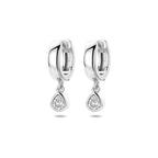 klapoorringen zirkonia 18 mm zilver gerhodineerd - druppel/komma/pegel