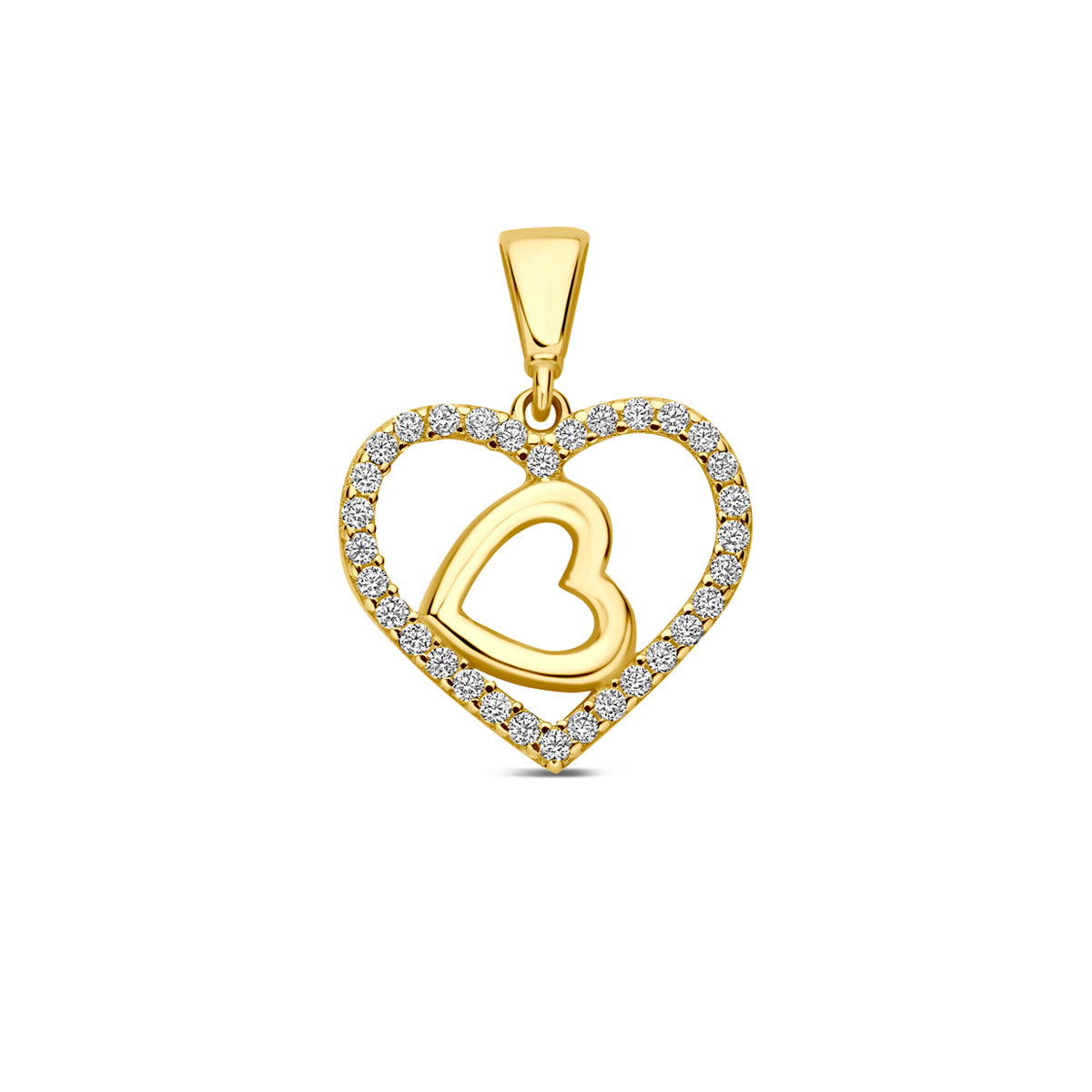 9k hanger hartjes zirkonia 13 mm 9K geel