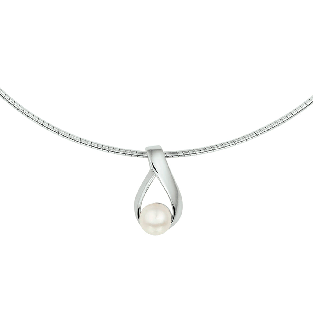 Halskette Perle 42 + 3 cm Silber rhodiniert