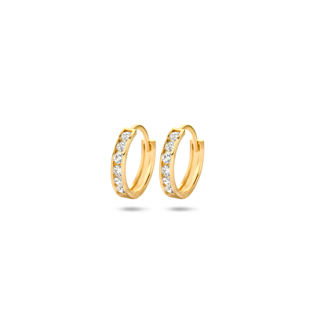 Klappcreolen Zirkonia 11 mm 14K Gelbgold