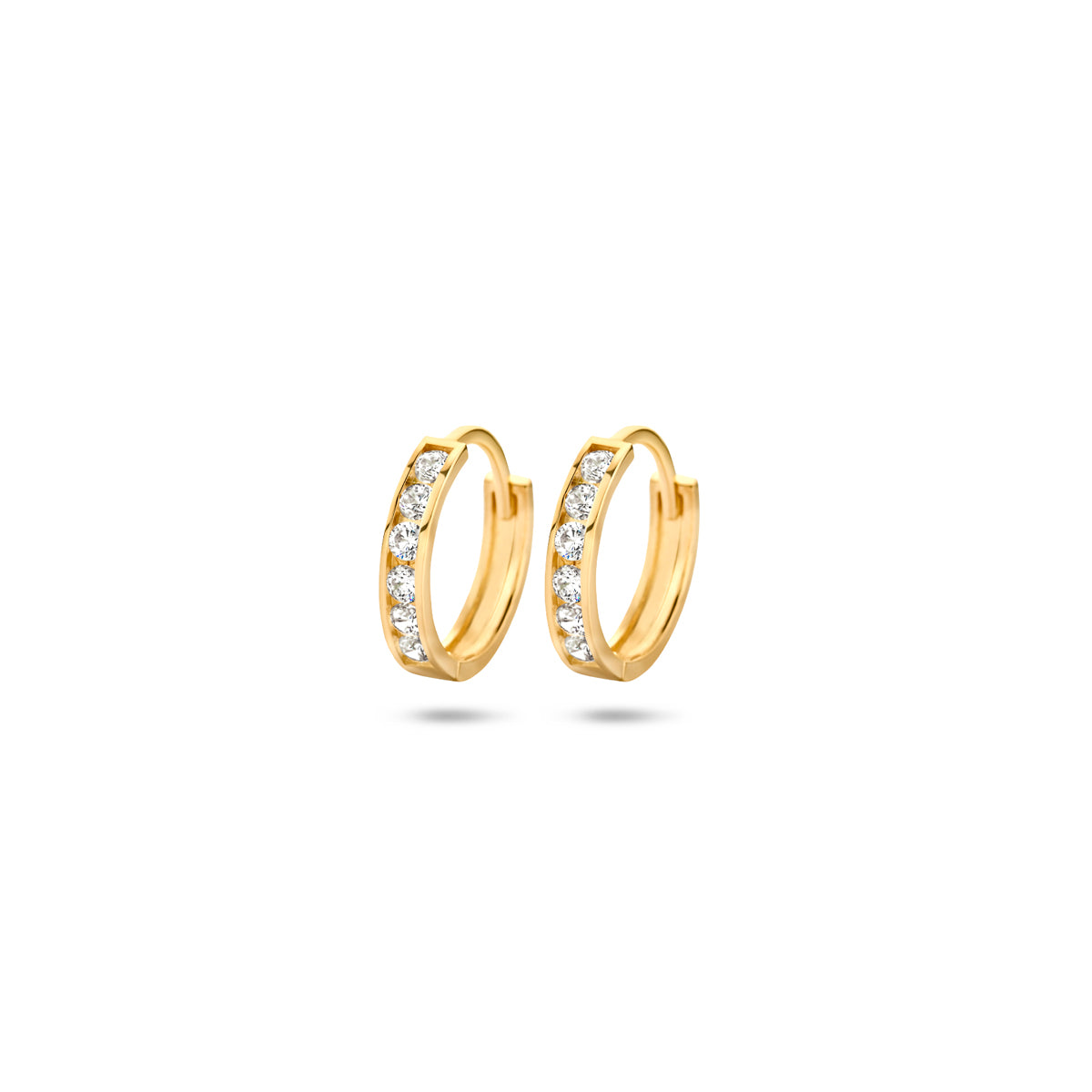 Klappcreolen Zirkonia 11 mm 14K Gelbgold