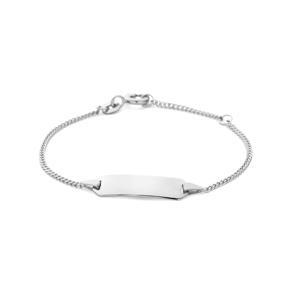 Gravurarmband Gourmet-Kette 4 Seiten geschliffen Platte 5,0 mm 14K Weißgold