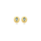 9k oorknoppen blauw topaas 6,5 mm 9K geel