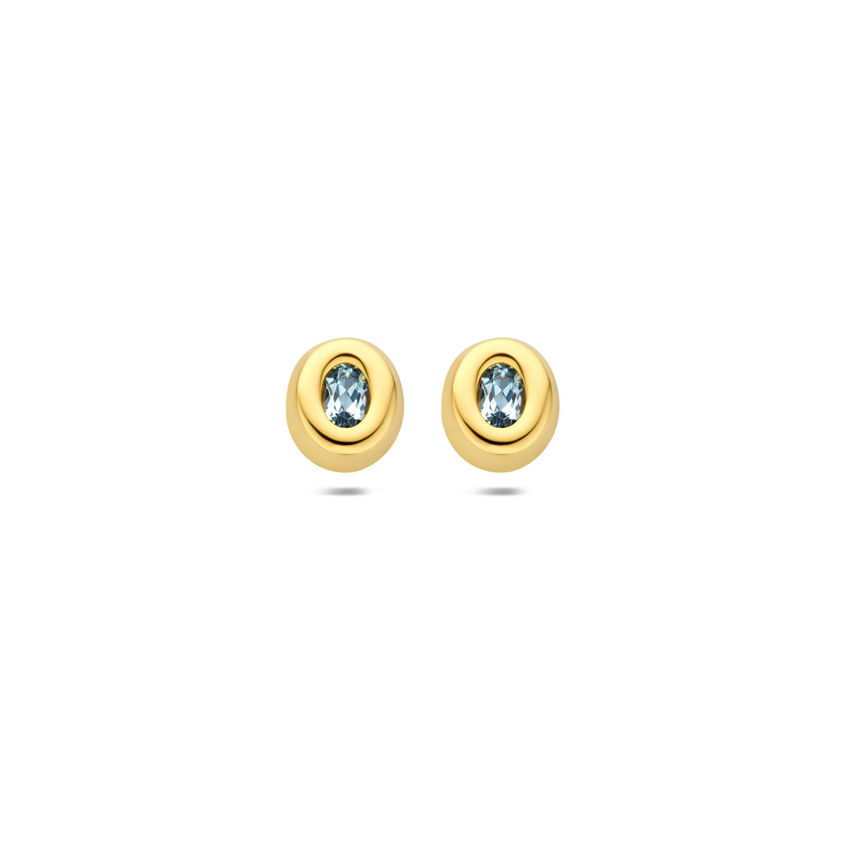 9k oorknoppen blauw topaas 6,5 mm 9K geel
