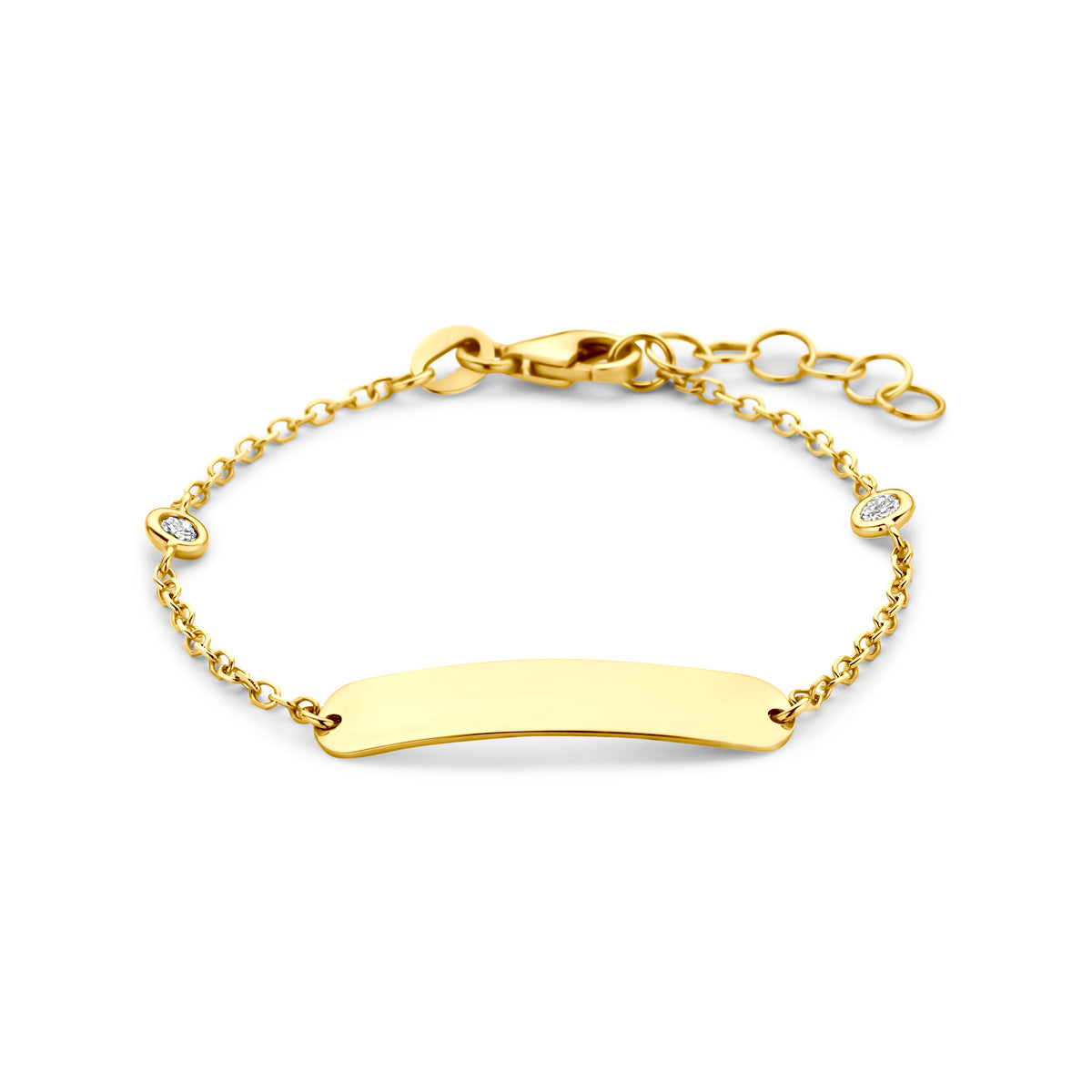graveerarmband lab grown diamant 0.10ct f vs 11 + 2 cm 14K geelgoud