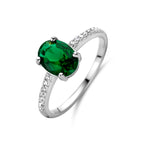Ring aus grünem und weißem Zirkonia, Silber rhodiniert