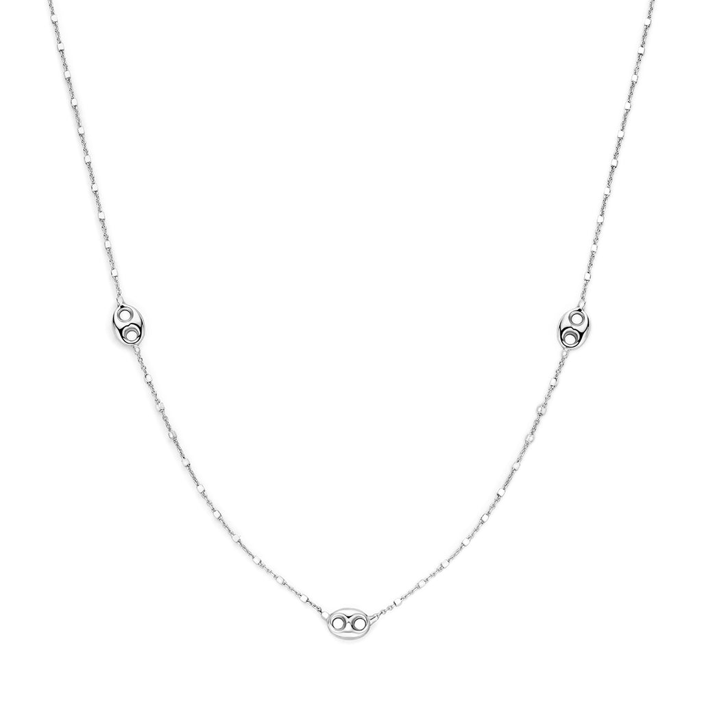 collier koffieboon 41 + 4 cm zilver gerhodineerd