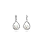 oorhangers parel en zirkonia zilver gerhodineerd
