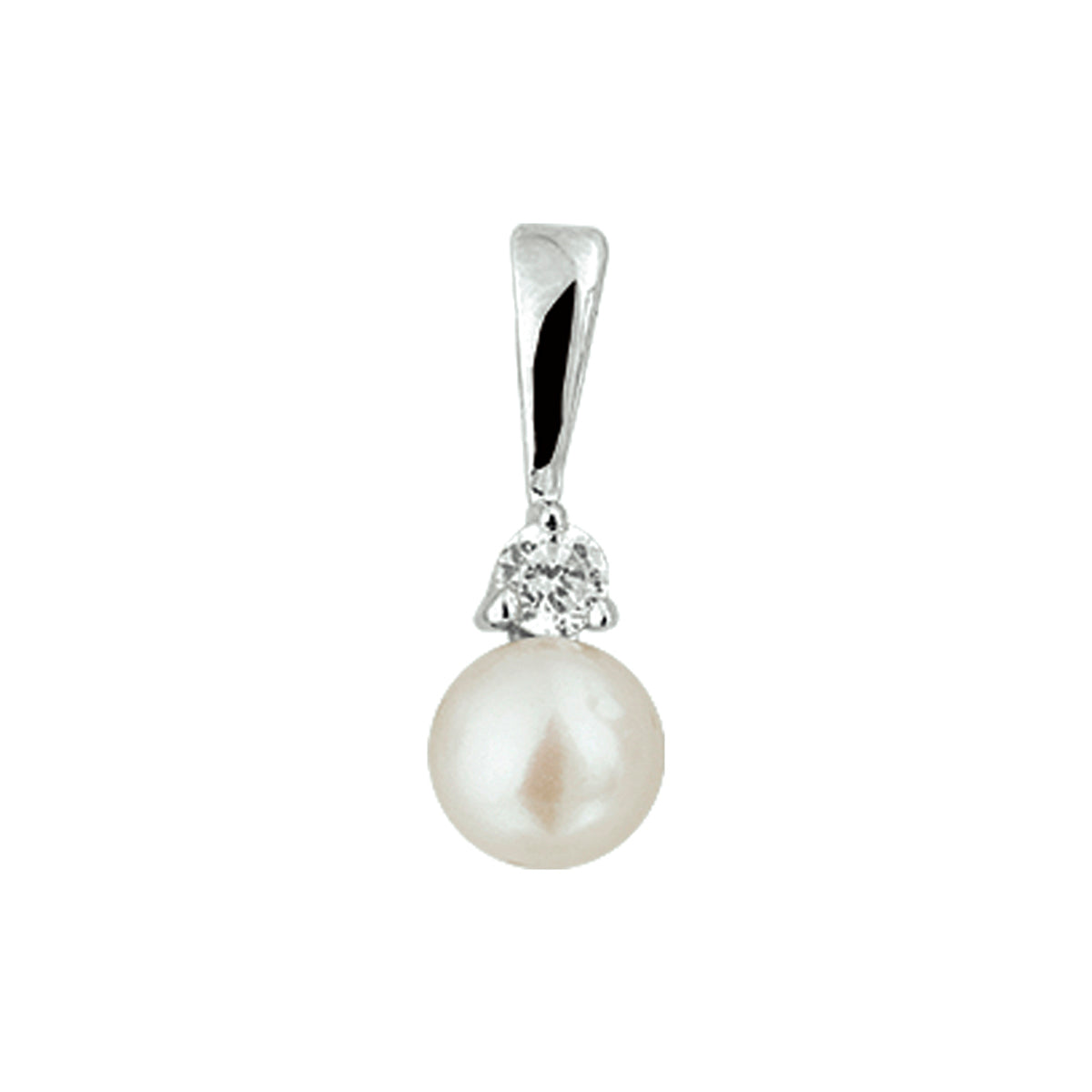hanger parel en zirkonia zilver gerhodineerd - rond