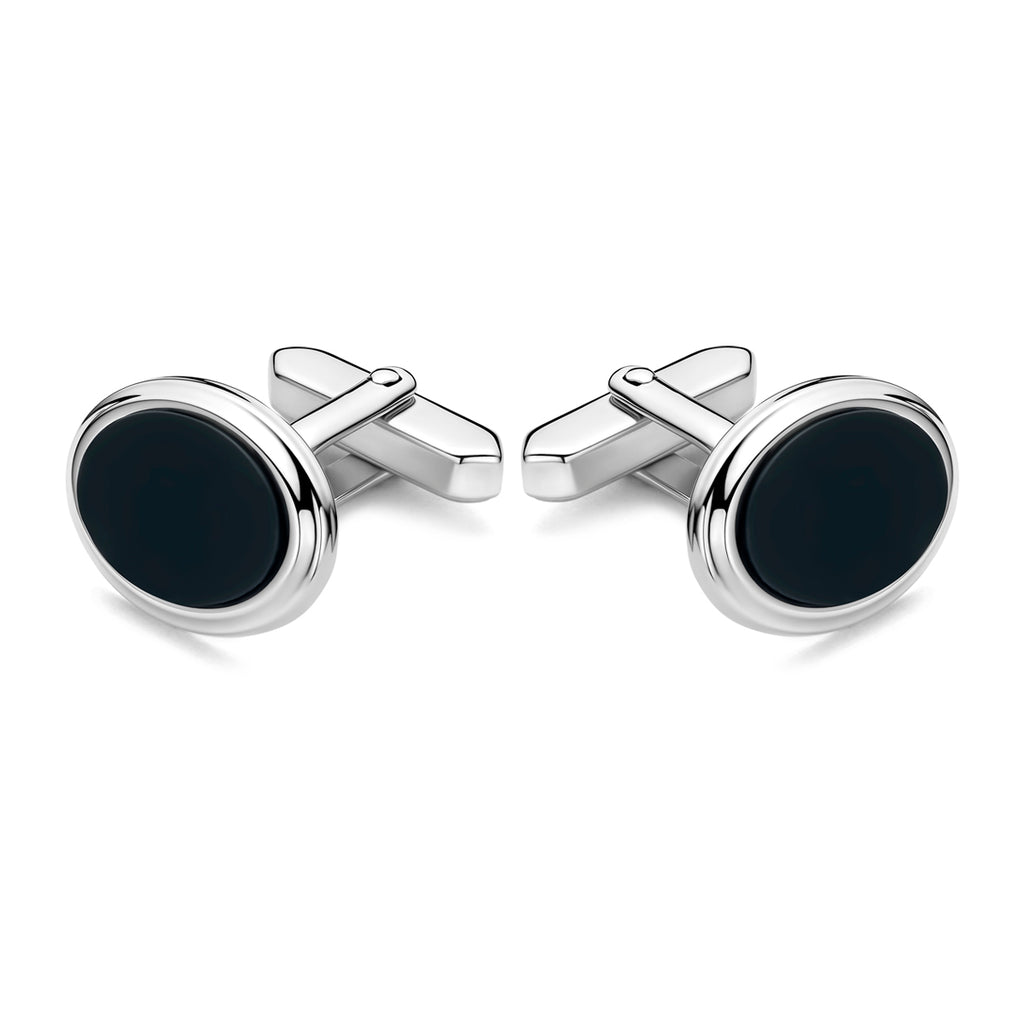 manchetknoppen onyx 18,5 mm zilver gerhodineerd