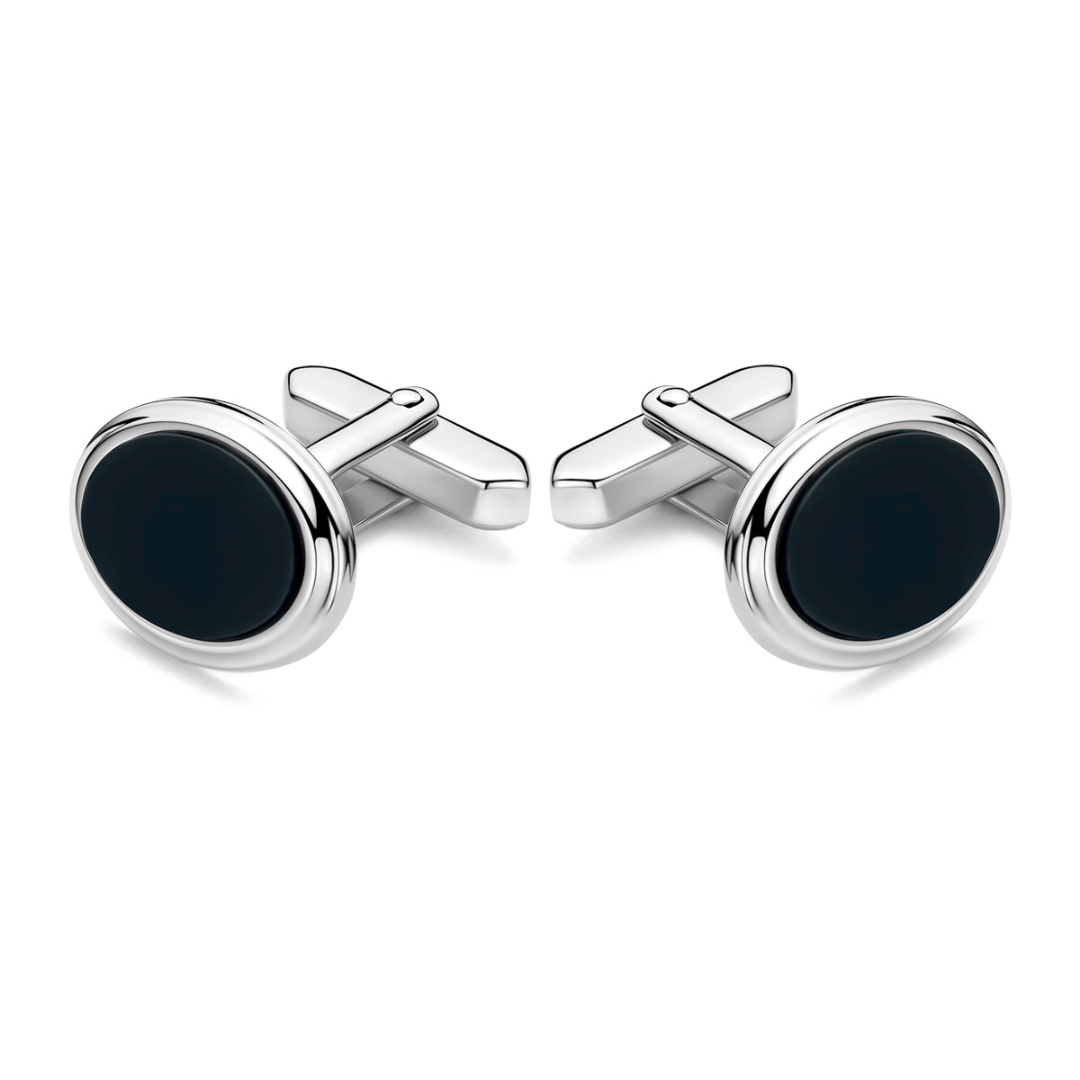 manchetknoppen onyx 18,5 mm zilver gerhodineerd