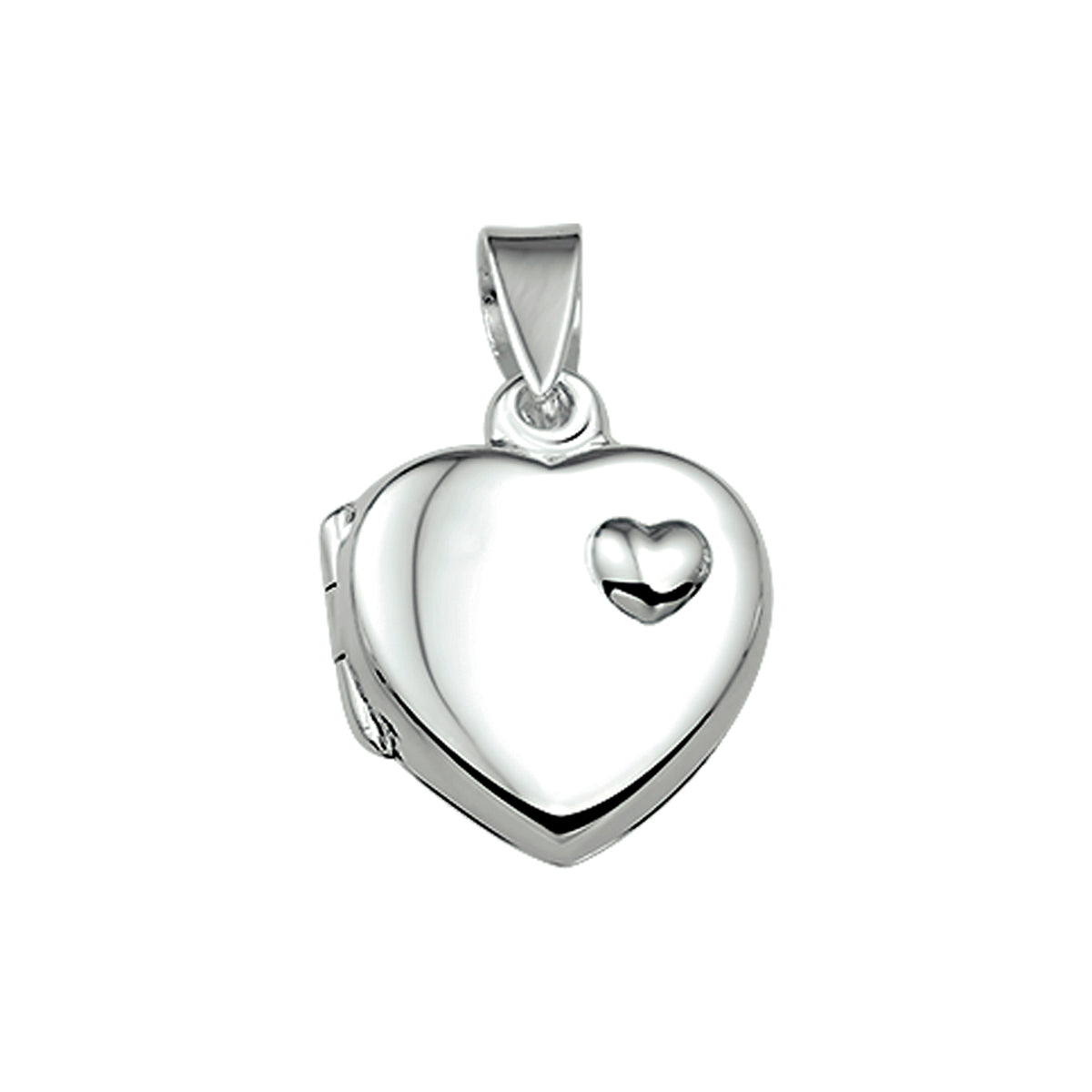 medaillon hart 13 mm zilver wit
