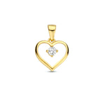 9 Karat Anhänger Herz Zirkonia 9,5 mm 9K gelb