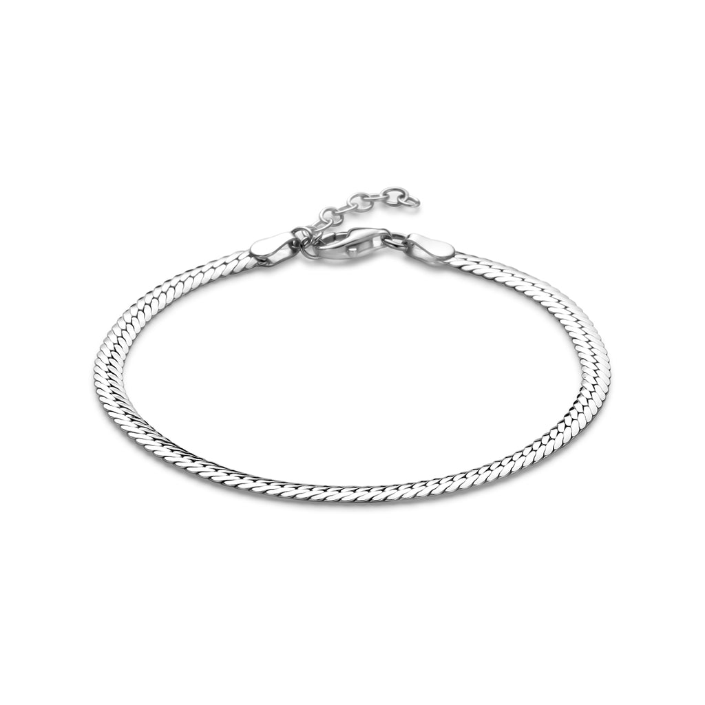 armband gourmette 3,3 mm 17 + 3 cm zilver gerhodineerd
