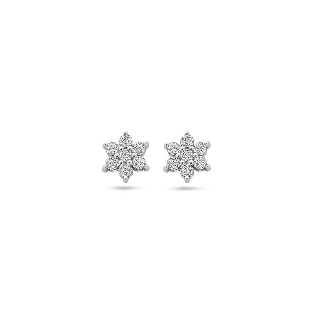 Ohrstecker Blume Zirkonia Silber rhodiniert