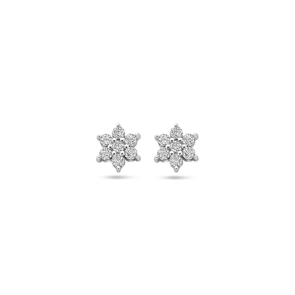 Ohrstecker Blume Zirkonia Silber rhodiniert