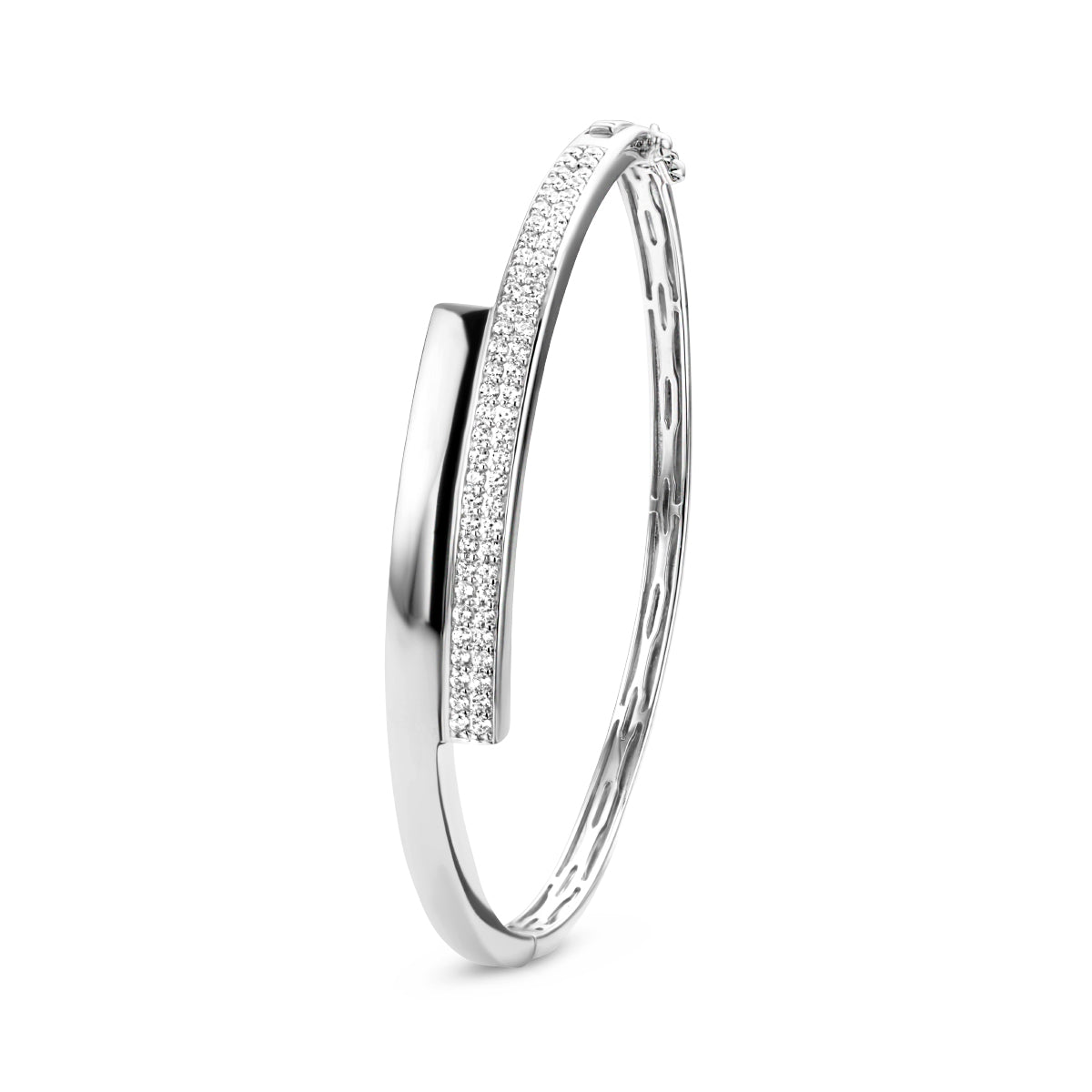 Armreif Zirkonia 9,5 x 61 mm Silber rhodiniert