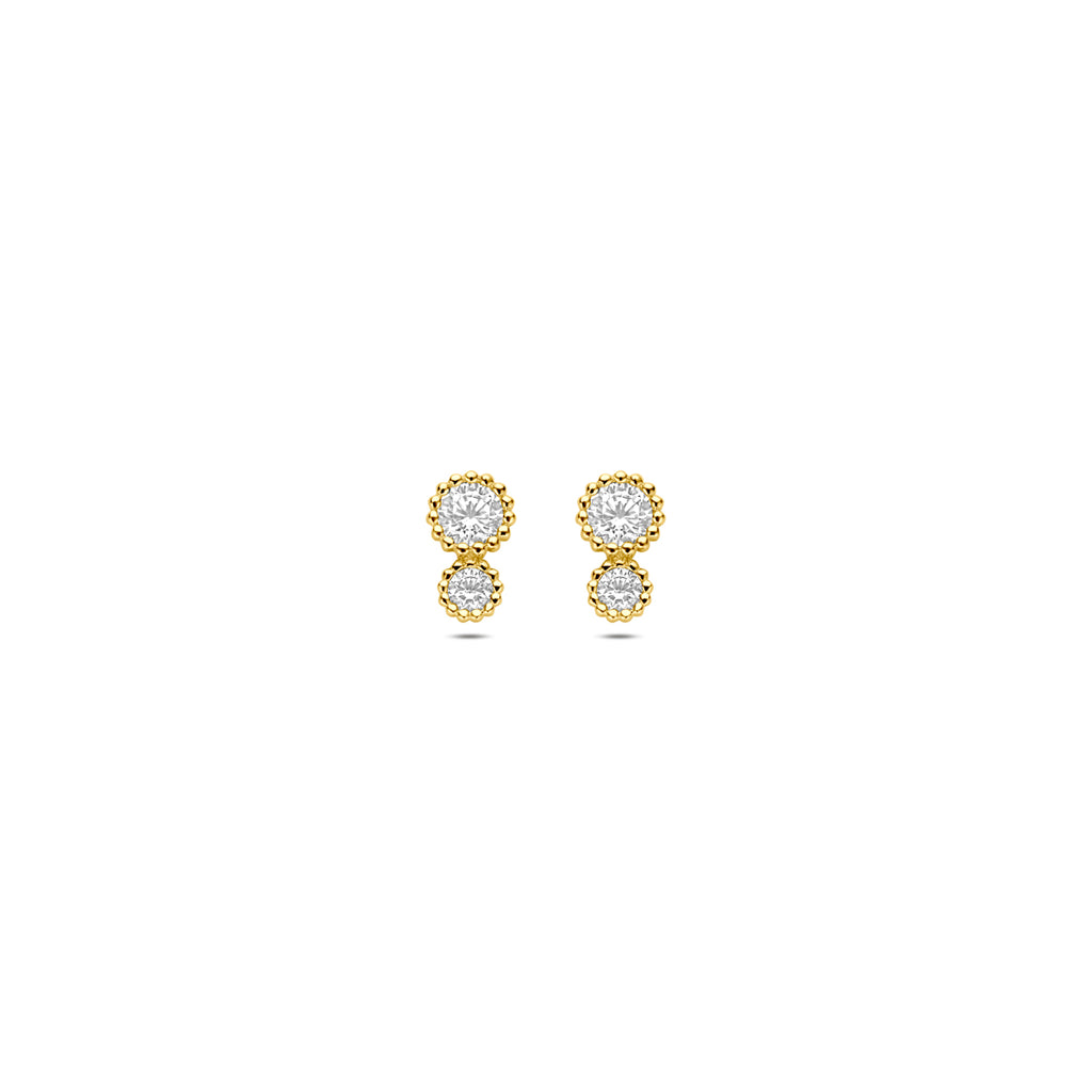 oorknoppen zirkonia 6,5 mm 14K geelgoud