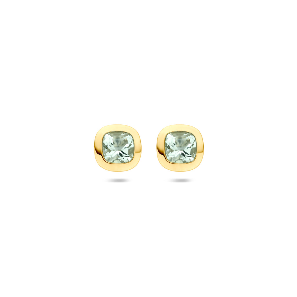 oorknoppen groen amethist 7,5 mm 14K geelgoud
