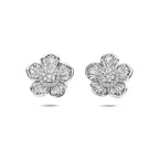 oorknoppen bloem zirkonia 13,5 mm zilver gerhodineerd