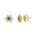 Ohrstecker Smaragd und Zirkonia Halo 14K Gelbgold