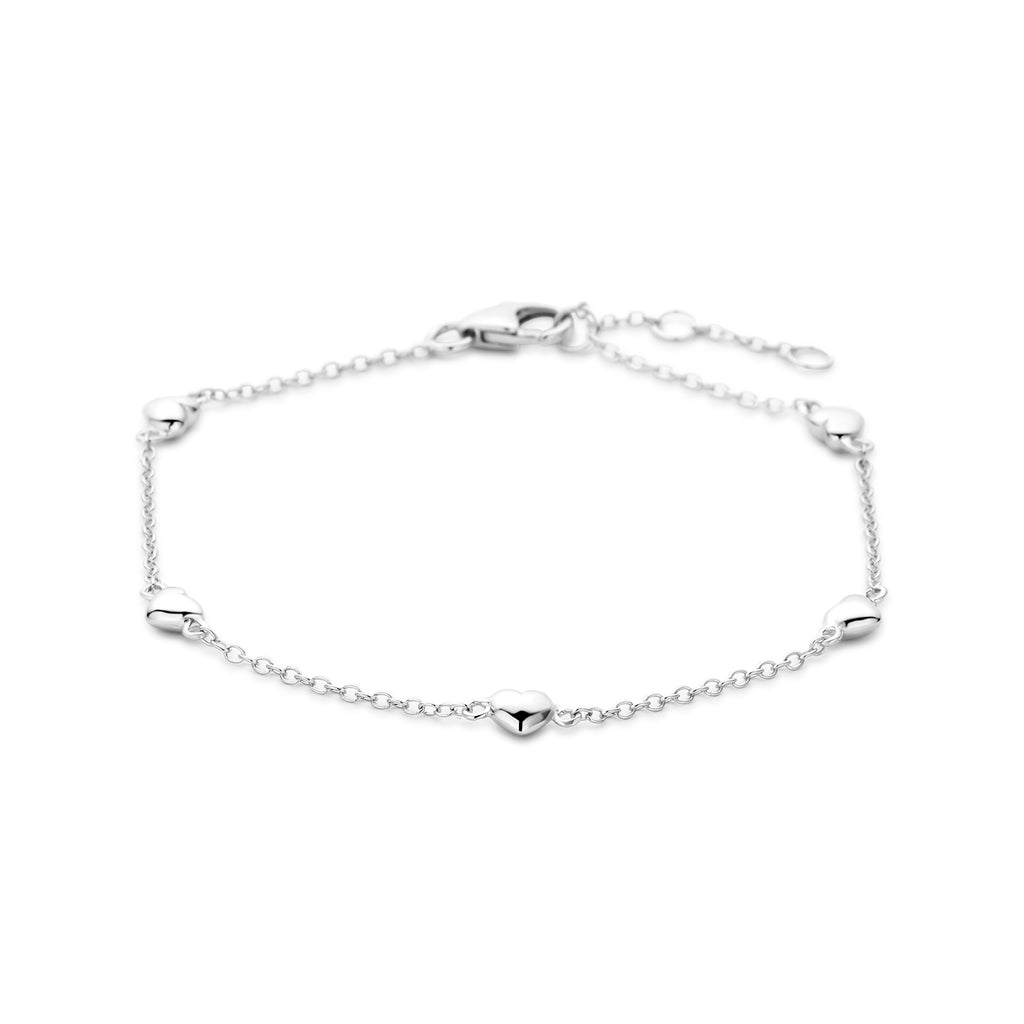 Armband Herzchen 16,5 - 17,5 - 18,5 cm Silber rhodiniert
