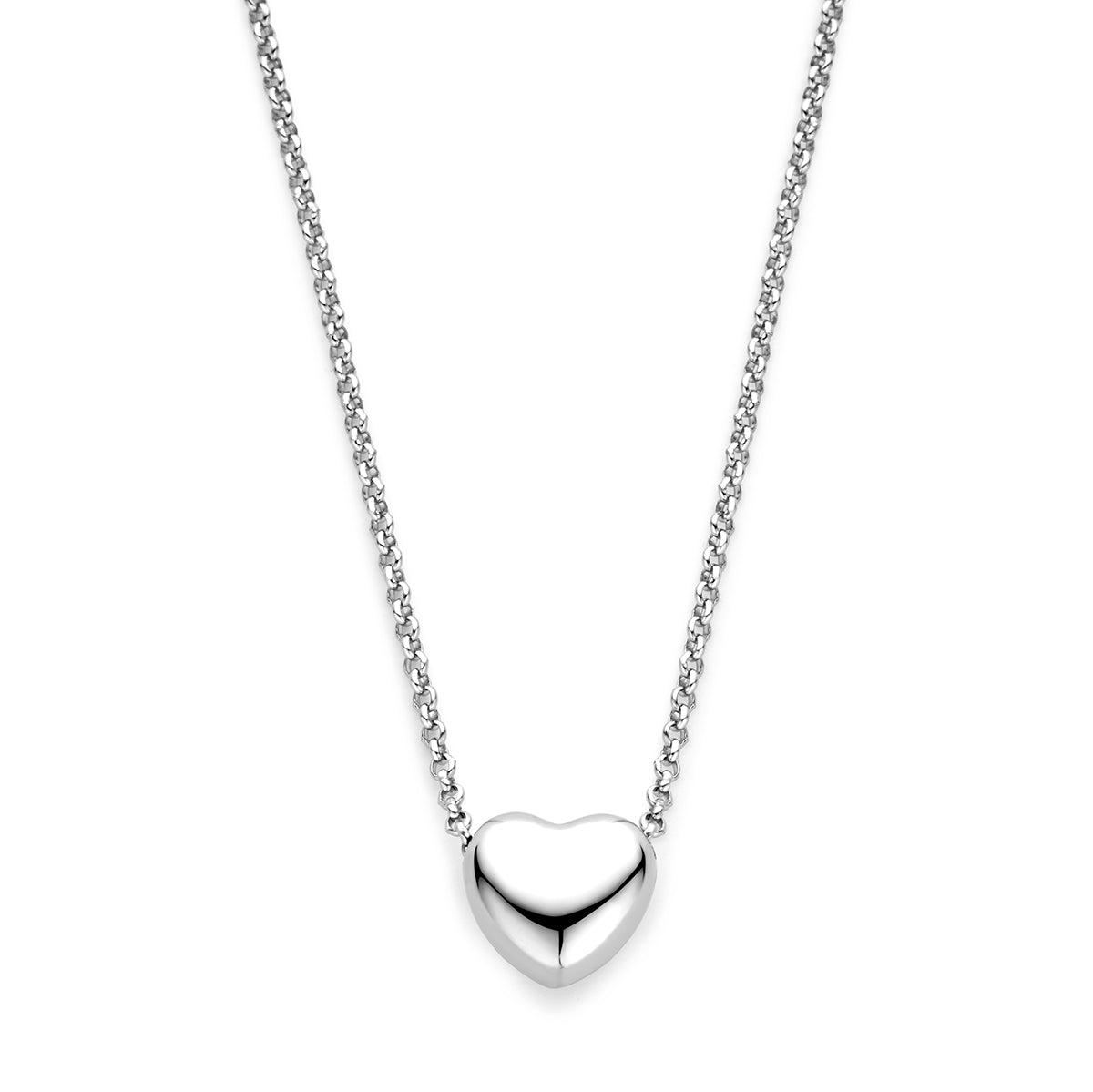 Halskette Herz 1,5 mm 40 + 5 cm Silber rhodiniert