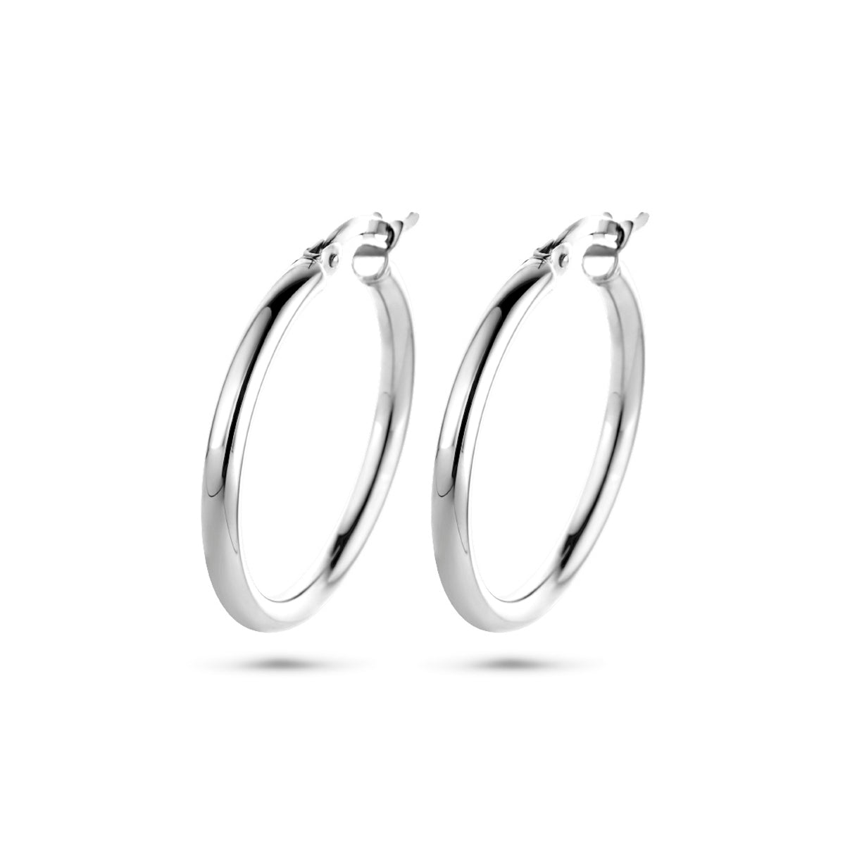 oorringen 2,5 mm ronde buis 14K witgoud - rond