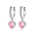 Ohrringe Herz rosa und weiß Zirkonia Silber rhodiniert