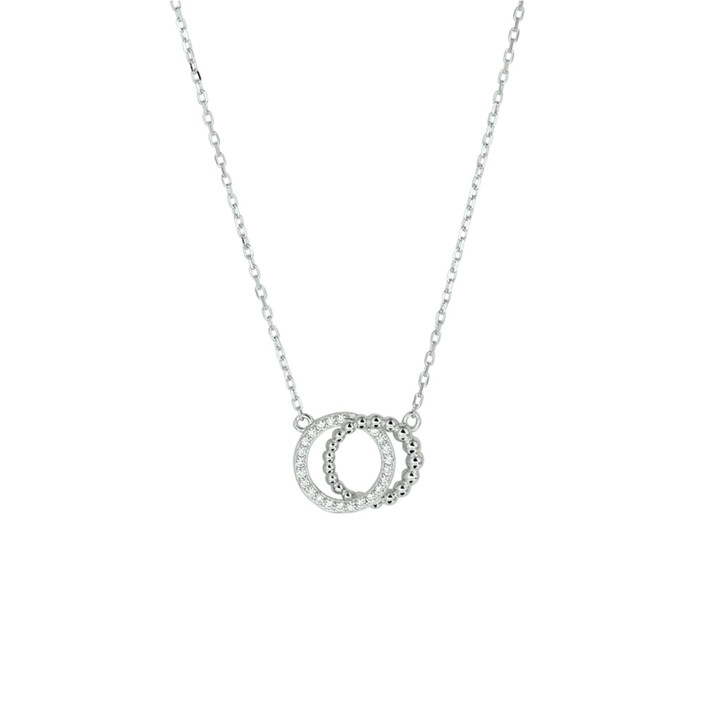 Halskette runder Zirkonia 41 - 43 - 45 cm Silber rhodiniert