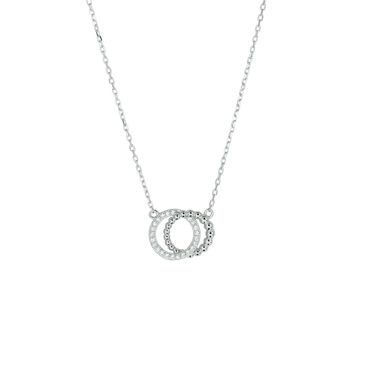 Halskette runder Zirkonia 41 - 43 - 45 cm Silber rhodiniert