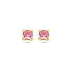 oorknoppen roze zirkonia 14K geelgoud
