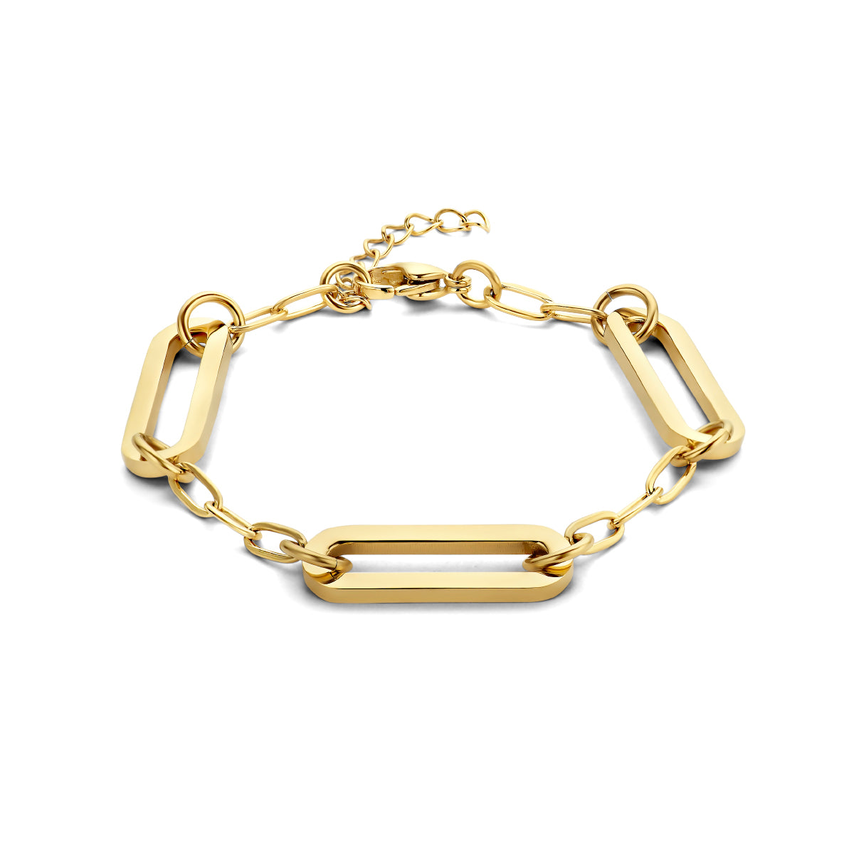 Armband Büroklammer Flachrohr 8 mm 16 + 3 cm ionenplattierter Edelstahl