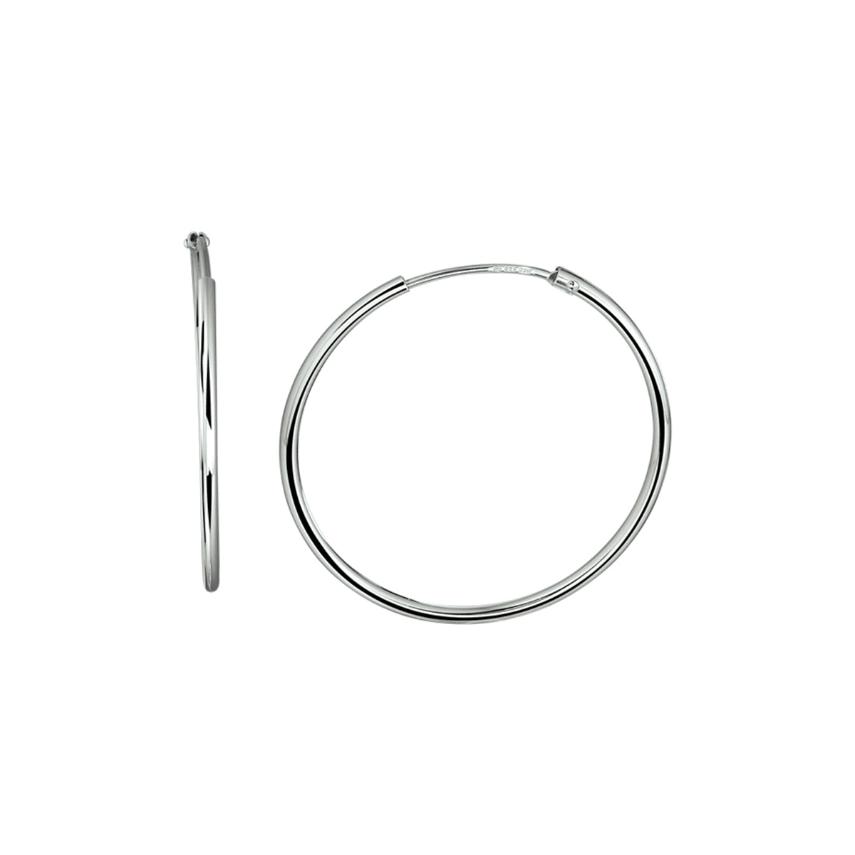 Ohrringe runde Röhre rhodiniertes Silber