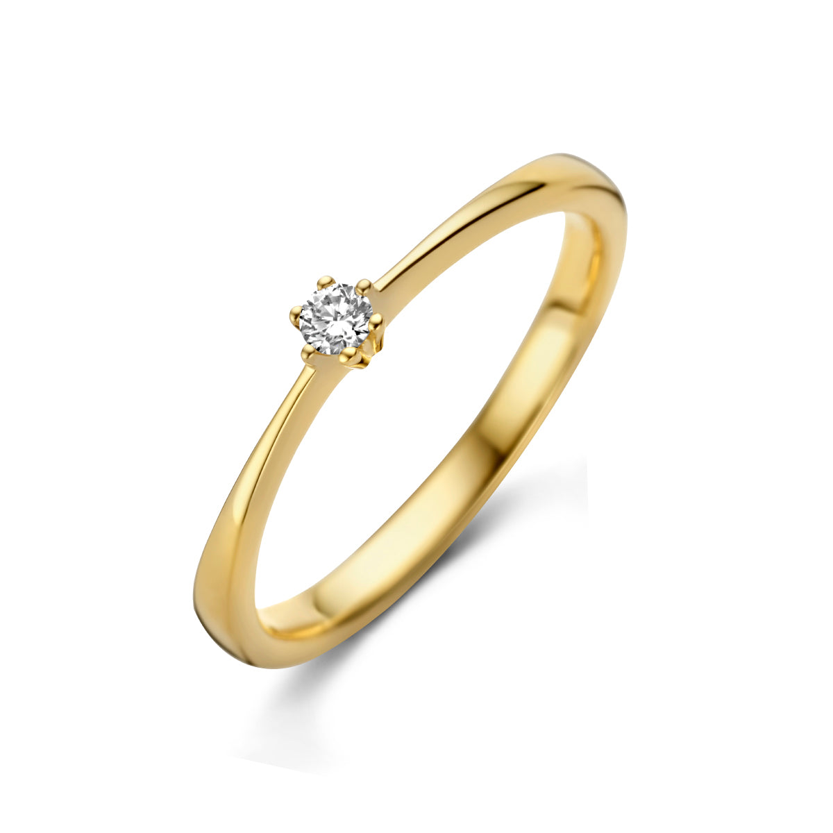 aanzoeksring diamant 0.05ct h si 14K geelgoud