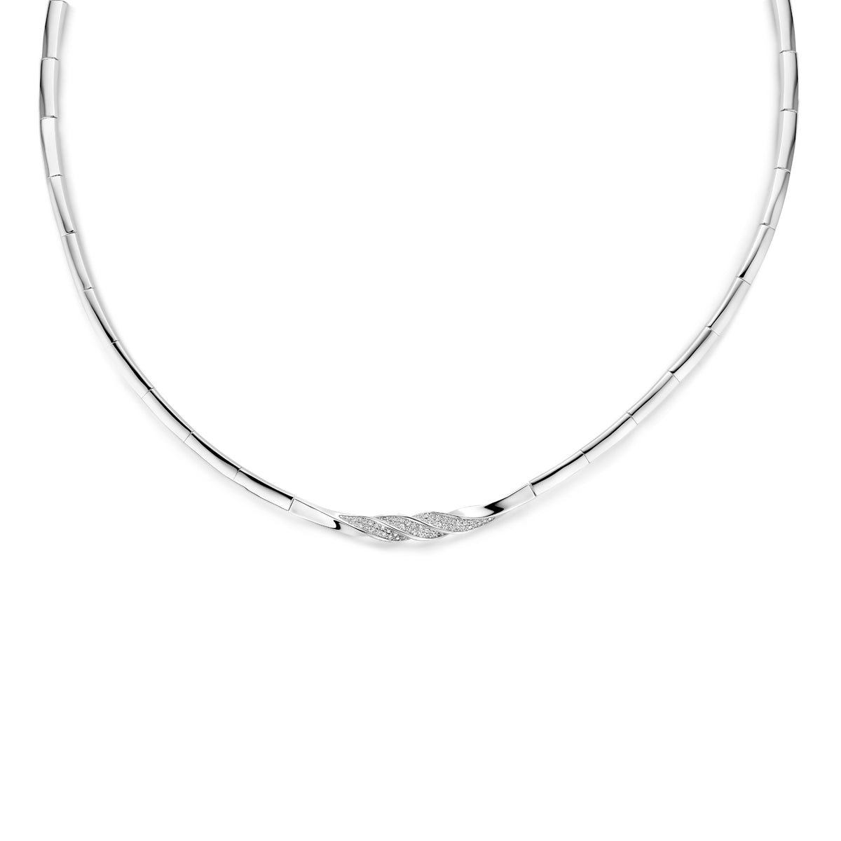 Halskette Zirkonia 7 mm 42 + 3 cm Silber rhodiniert