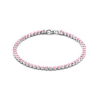 tennisarmband roze zirkonia 2,8 mm 16 + 3 cm zilver gerhodineerd