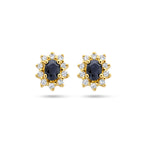 Ohrstecker Saphir und Zirkonia Halo 14K Gelbgold
