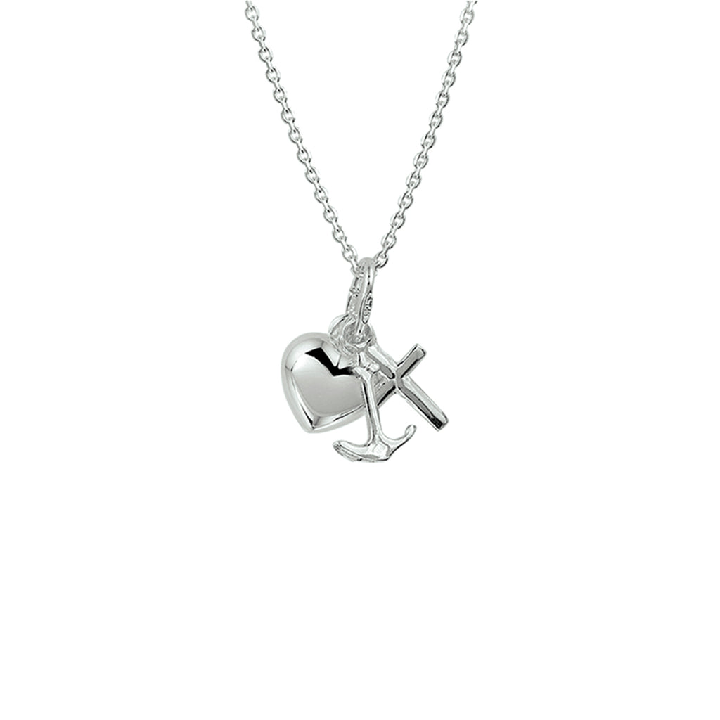 collier geloof, hoop en liefde 41 + 4 cm zilver wit