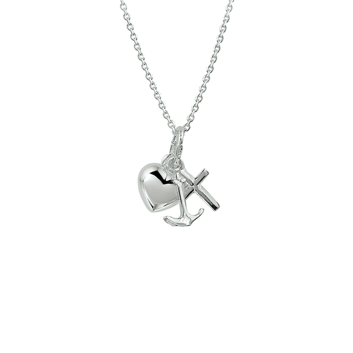 collier geloof, hoop en liefde 41 + 4 cm zilver wit