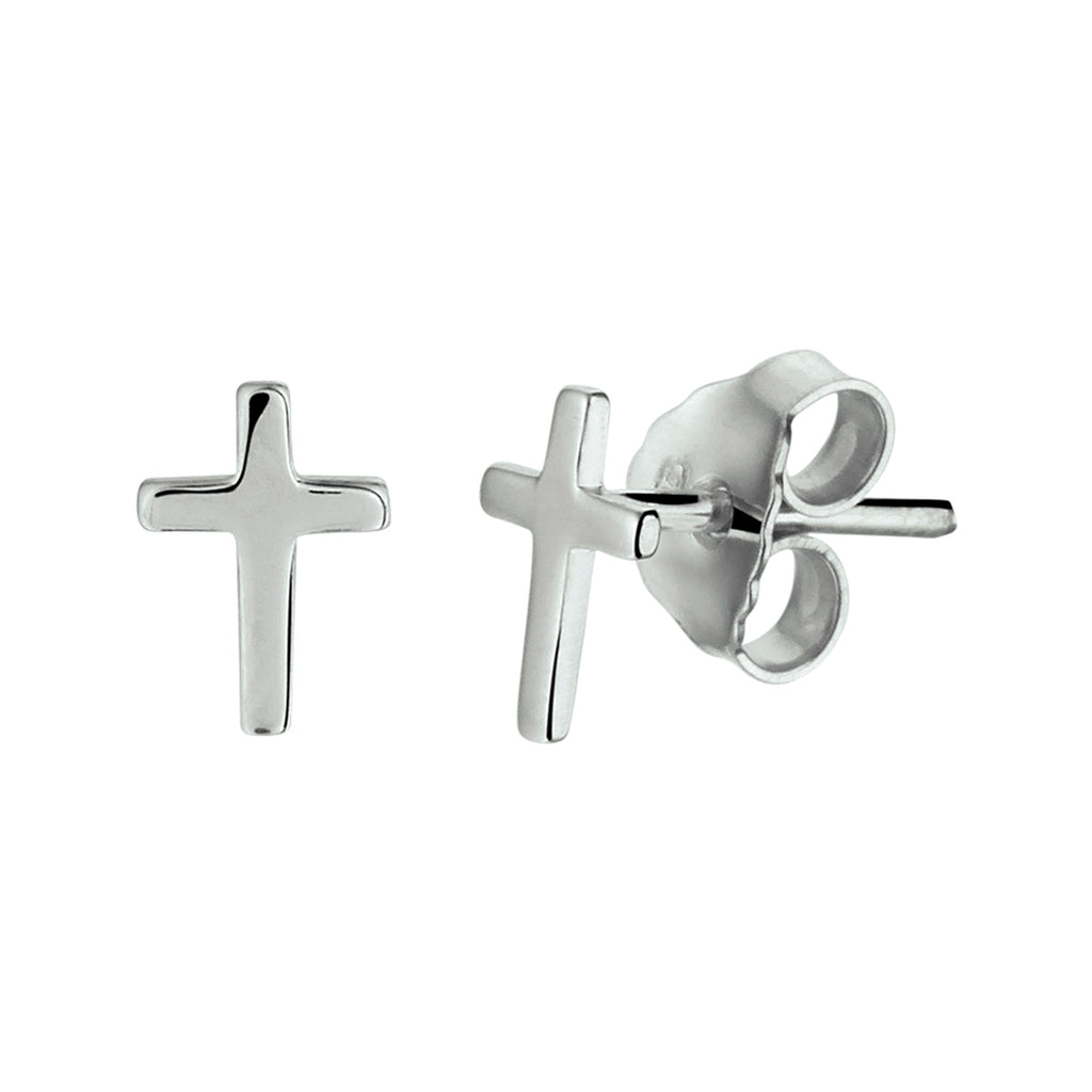 Kreuz-Ohrstecker aus rhodiniertem Silber