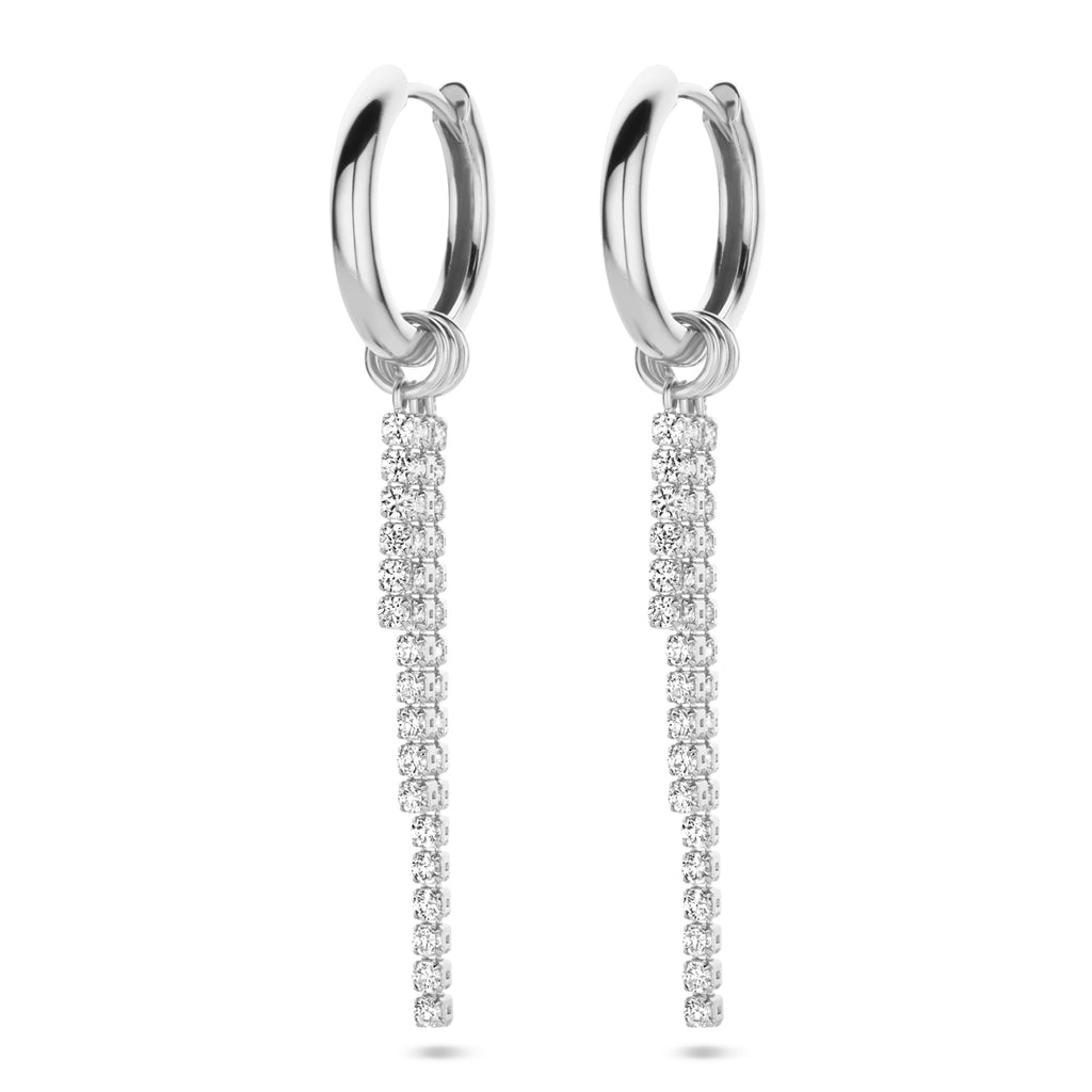 Klappohrringe Zirkonia 46 mm Silber rhodiniert