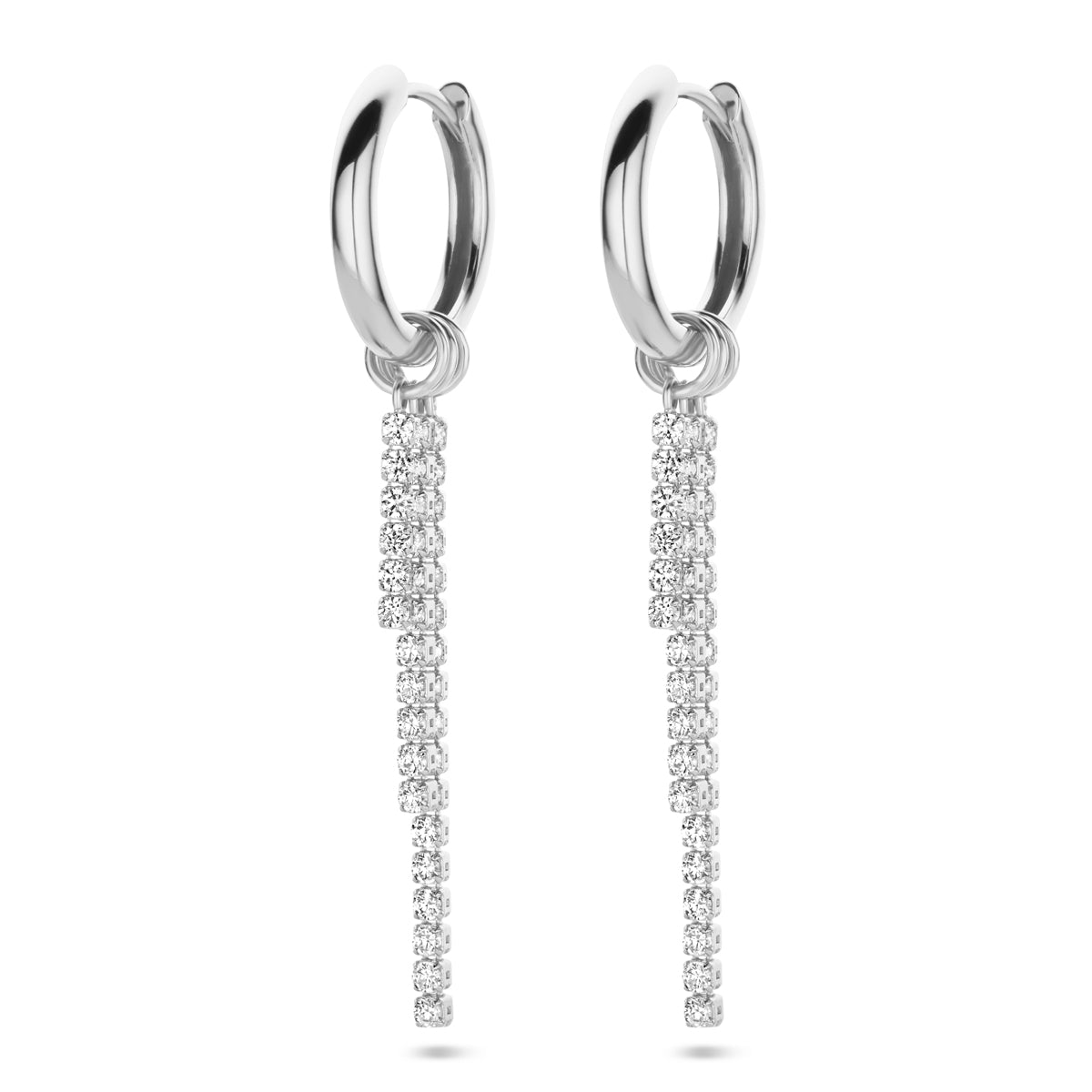Klappohrringe Zirkonia 46 mm Silber rhodiniert