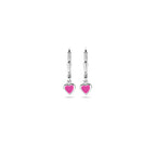 Ohrhänger Herz rosa Emaille Brisurhaken 19 mm rhodiniertes Silber