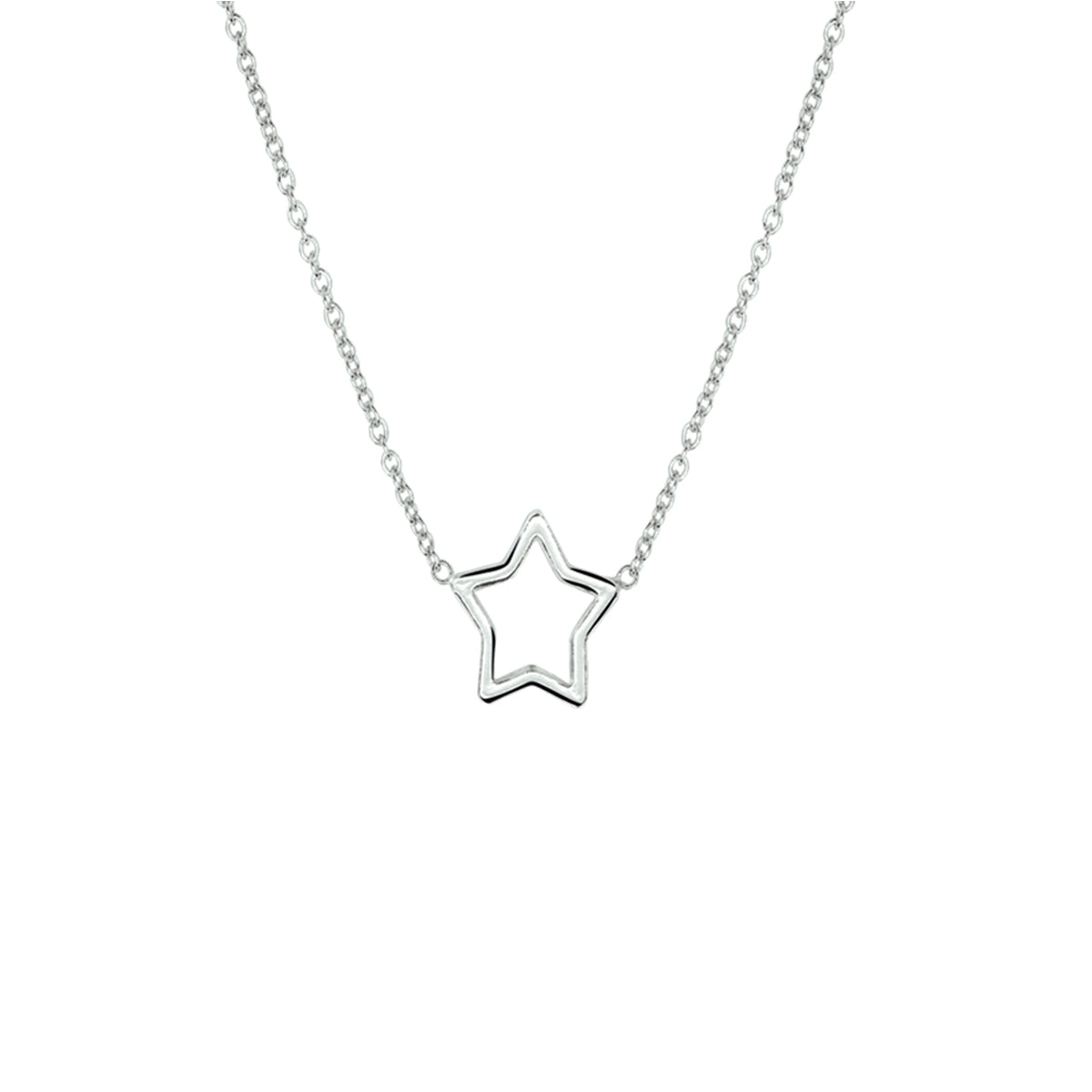 Halskette Stern 1,3 mm 41 + 5 cm Silber rhodiniert