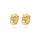 klapoorringen zirkonia 13,5 mm 1 micron zilver verguld (geel)