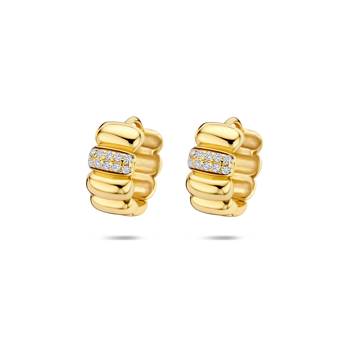klapoorringen zirkonia 13,5 mm 1 micron zilver verguld (geel)